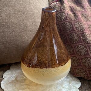Artisan Brown and Cream Vase, pear shaped